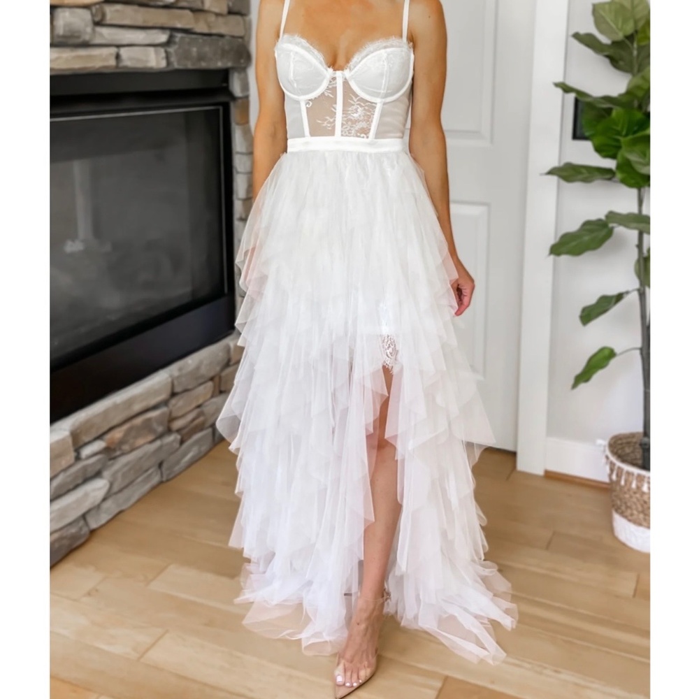 Forever Love Tulle Maxi Dress - White Large